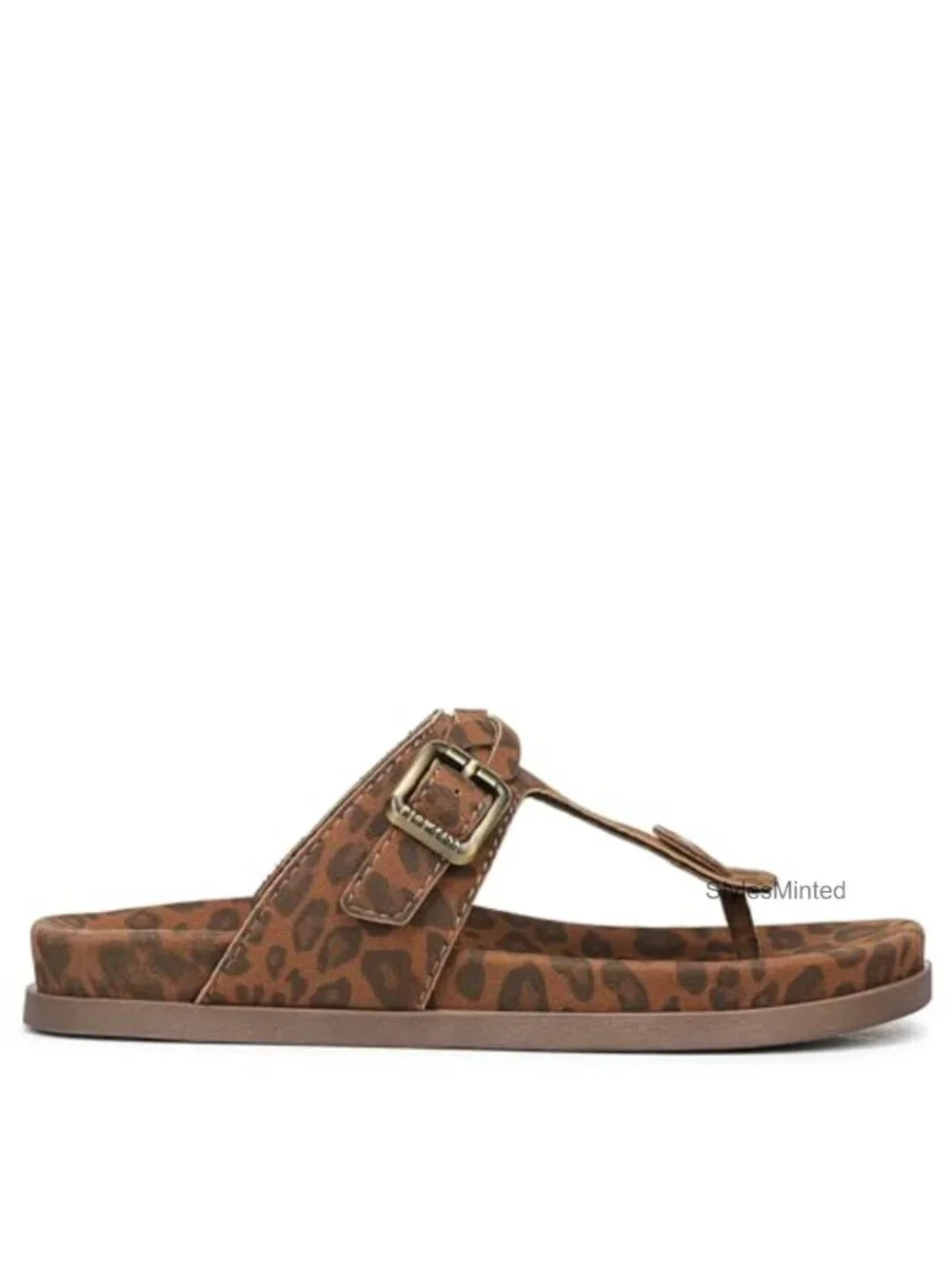 Women's Thong Sandals with Adjustable Buckle Strap, Faux Leather or Faux Suede
